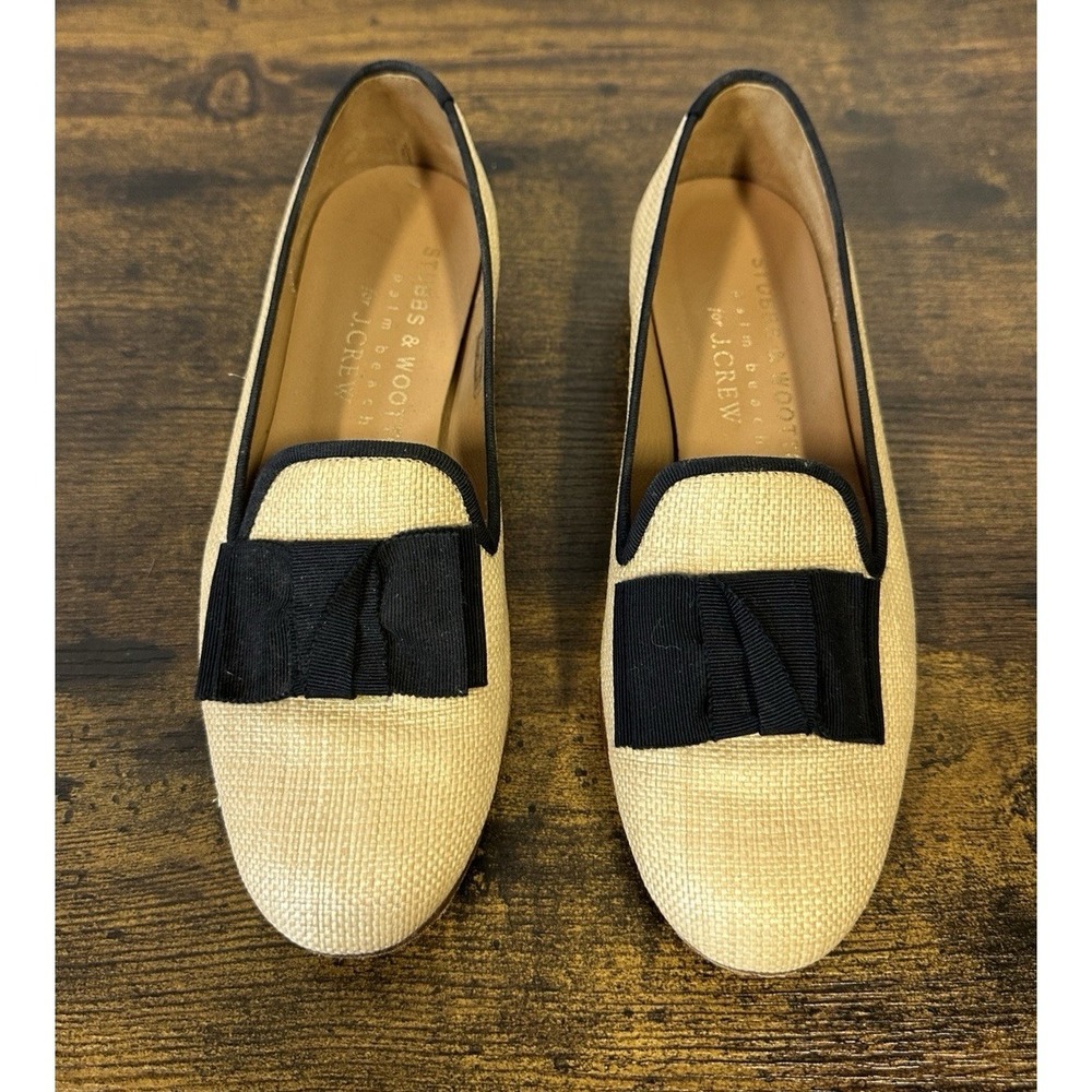 Stubbs & Wootton Palm Beach x J.Crew Size 6.5 Loafer Shoe Woven Basket Weave Bow
